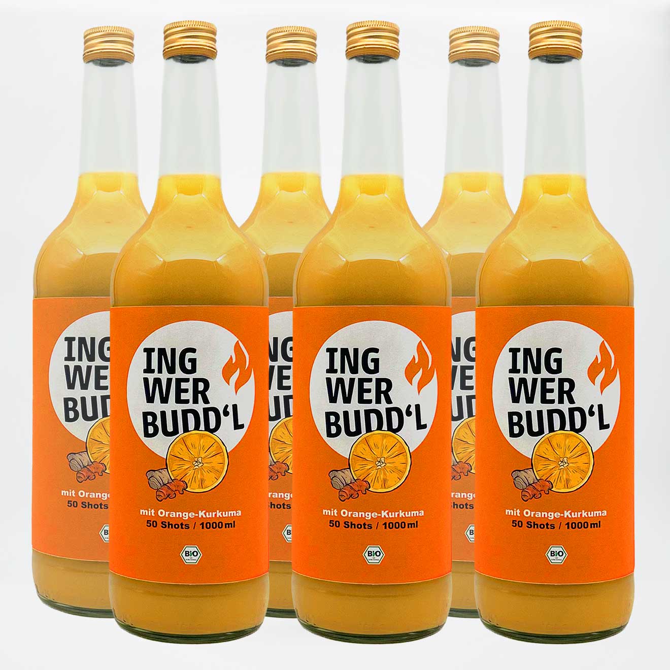 Ingwer Kurkuma Shot mit Orangensaft