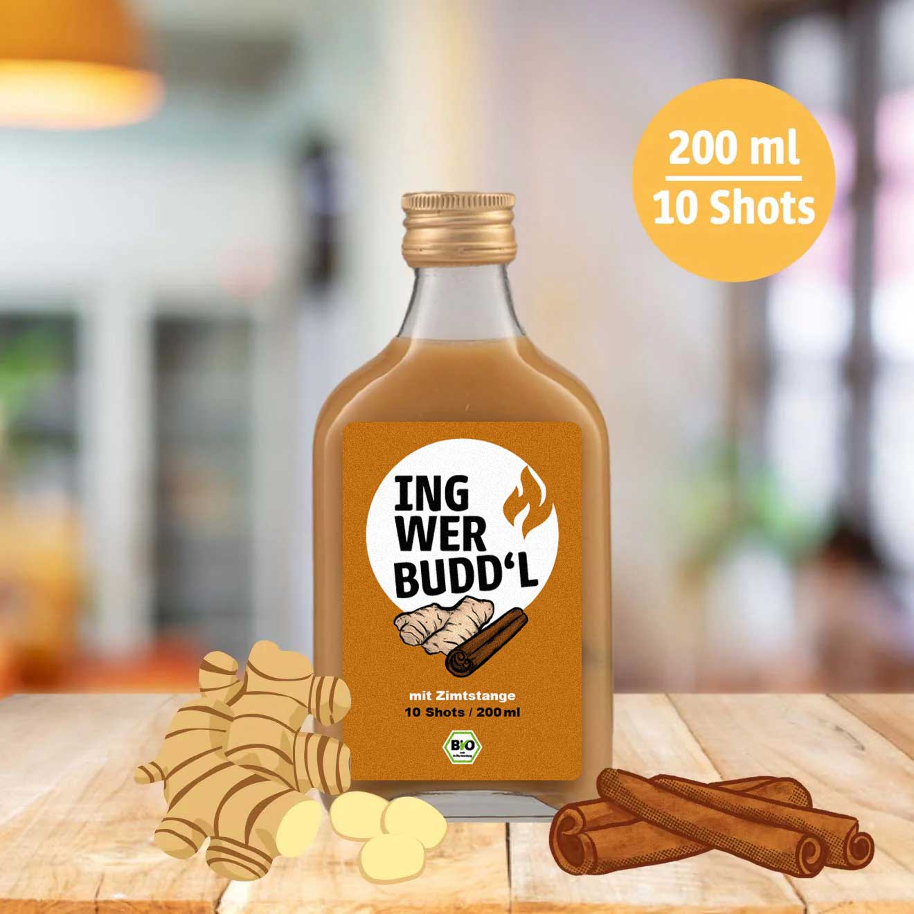 Ingwer Shot mit echter Zimtstange