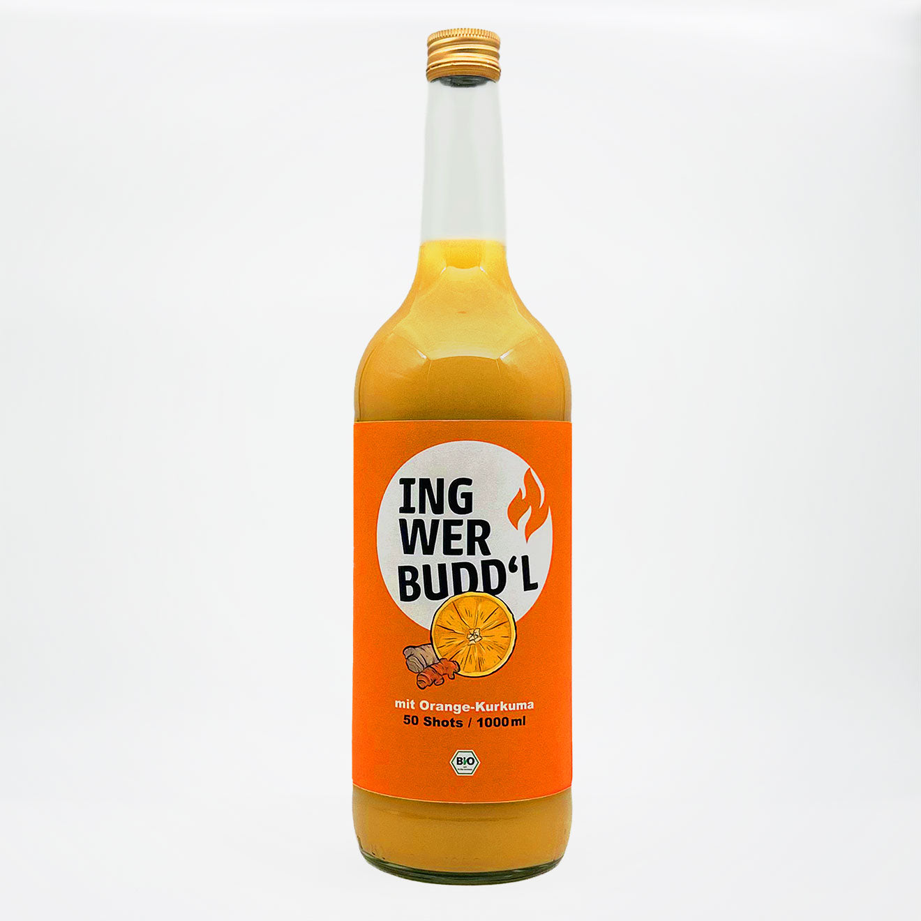 Ingwer Kurkuma Shot mit Orangensaft