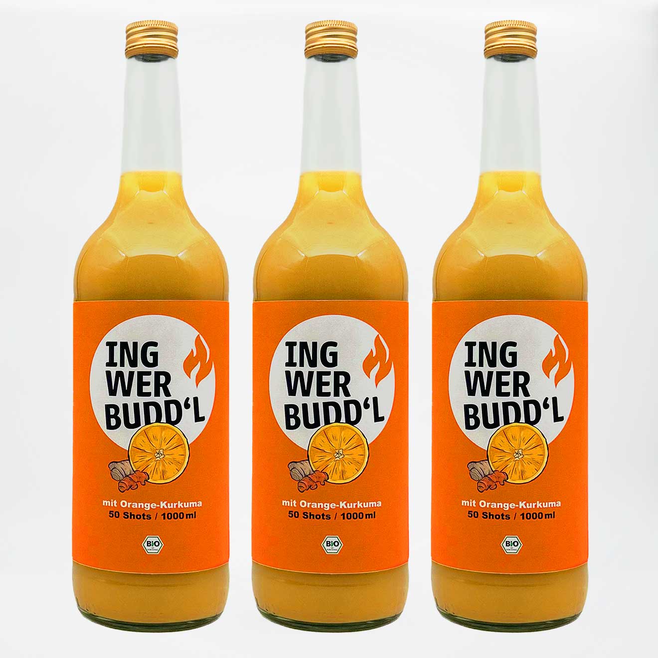 Ingwer Kurkuma Shot mit Orangensaft