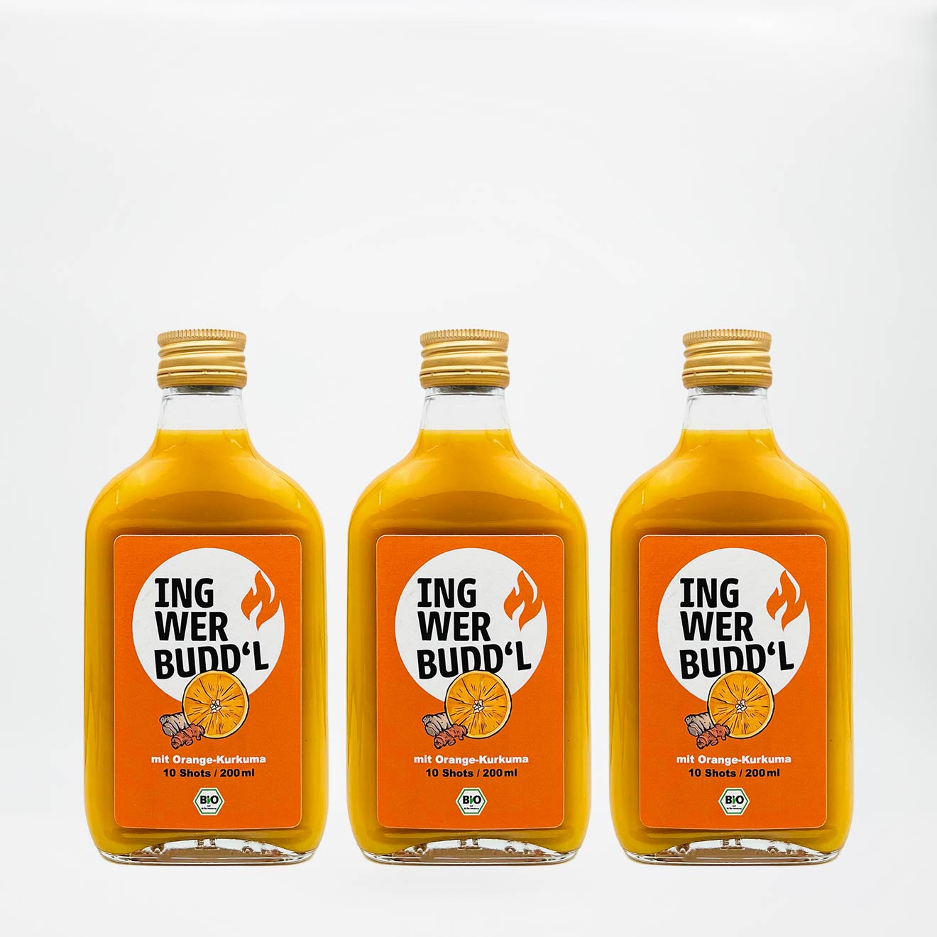 Ingwer Kurkuma Shot mit Orangensaft