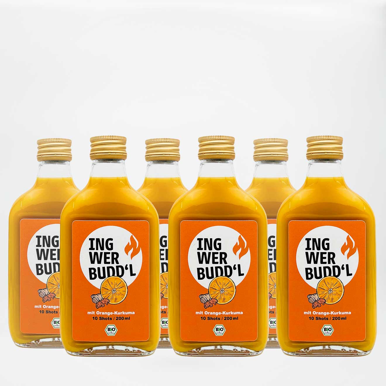 Ingwer Kurkuma Shot mit Orangensaft