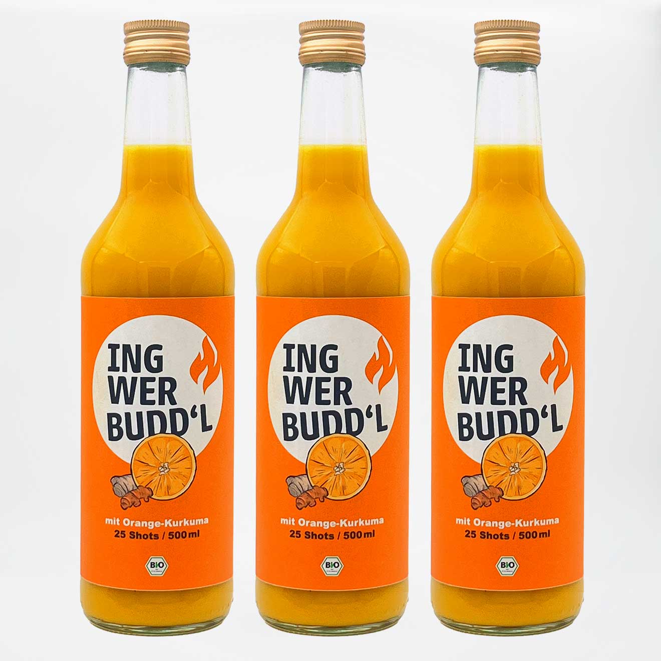 Ingwer Kurkuma Shot mit Orangensaft