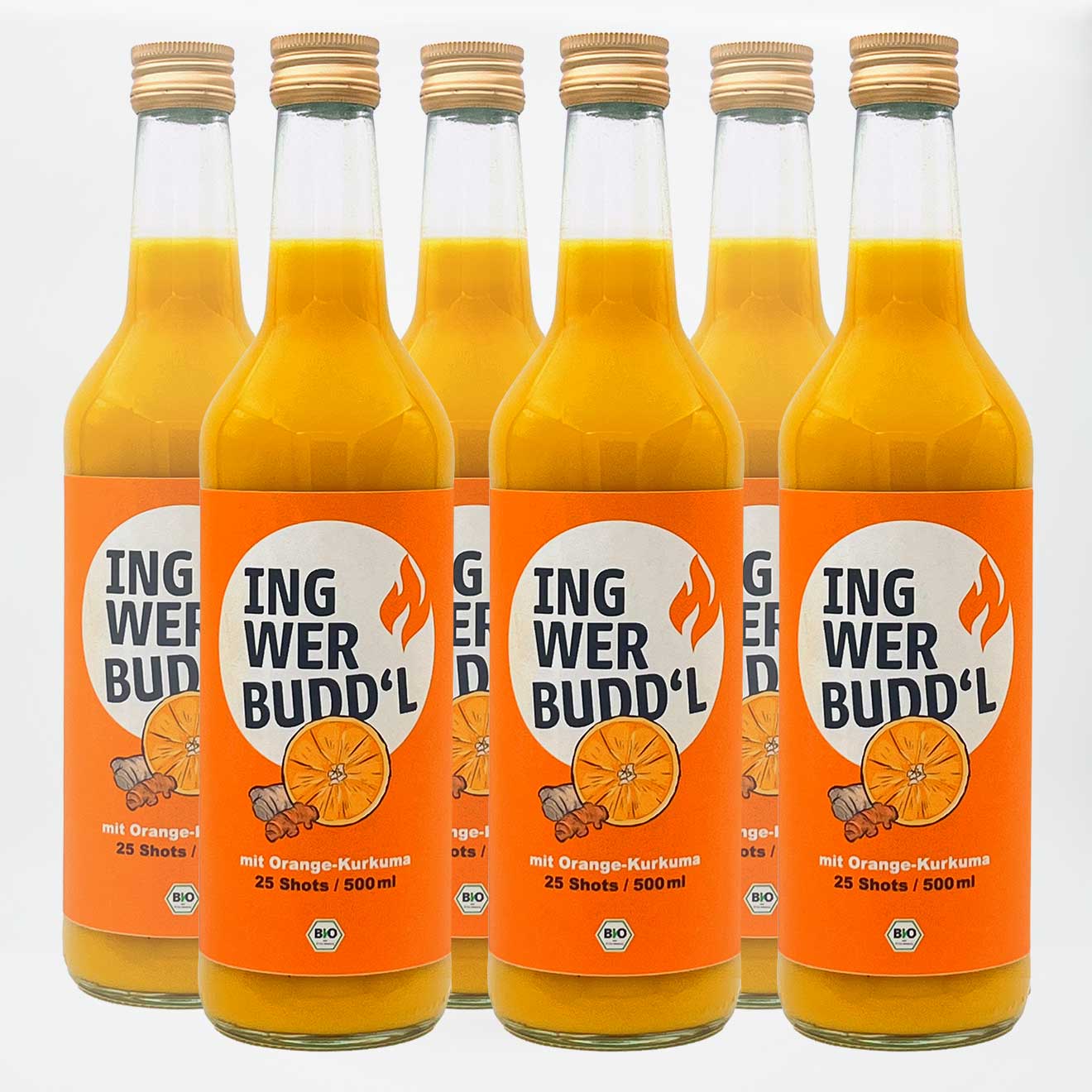 Ingwer Kurkuma Shot mit Orangensaft